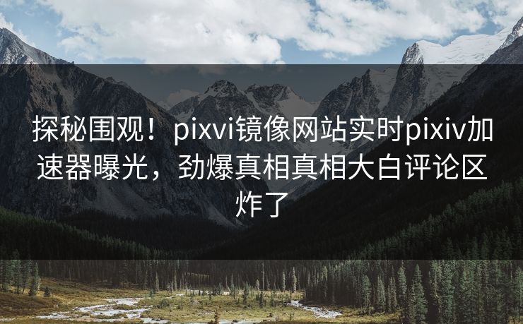 探秘围观！pixvi镜像网站实时pixiv加速器曝光，劲爆真相真相大白评论区炸了