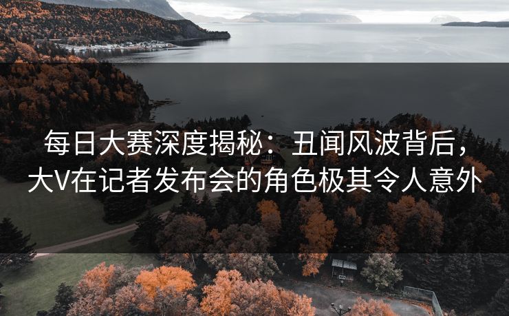 每日大赛深度揭秘：丑闻风波背后，大V在记者发布会的角色极其令人意外