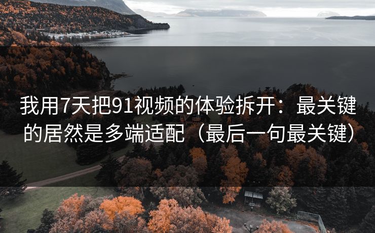 我用7天把91视频的体验拆开：最关键的居然是多端适配（最后一句最关键）