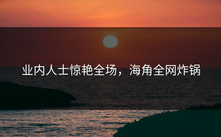 业内人士惊艳全场，海角全网炸锅