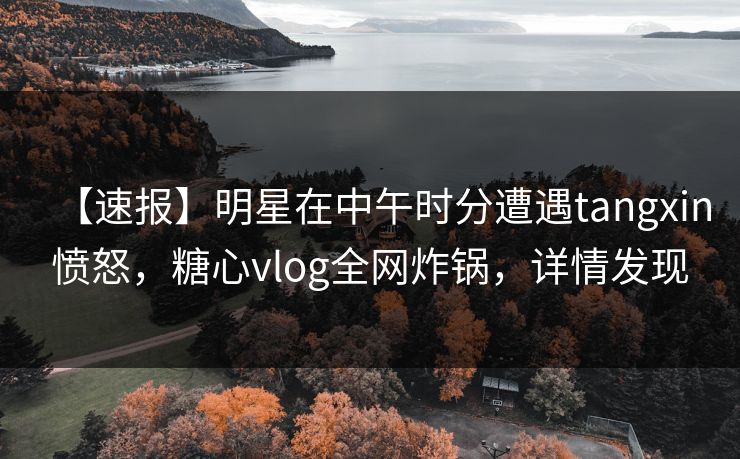 【速报】明星在中午时分遭遇tangxin愤怒，糖心vlog全网炸锅，详情发现